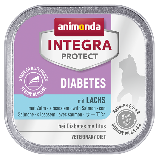 Animonda 猫粮治疗粮湿粮糖尿病护理 Integra Protect 三文鱼 100g 单盒16件套装