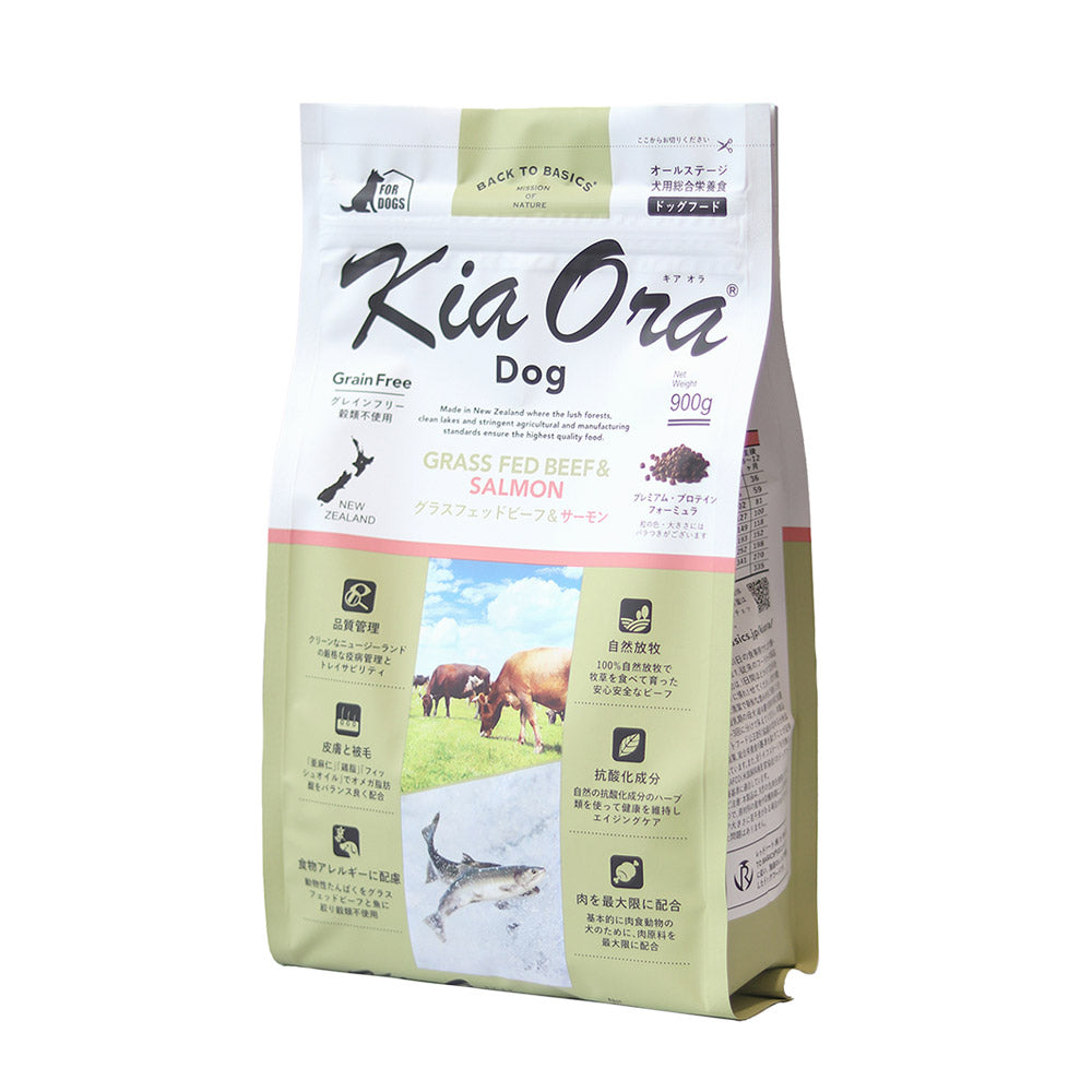 Kia Ora Dog Food, No Additives, Grass-Fed Beef &amp; Salmon, Dry Food, Pet Food, 450g, 900g, 2.7kg, 5kg, 9.5kg 