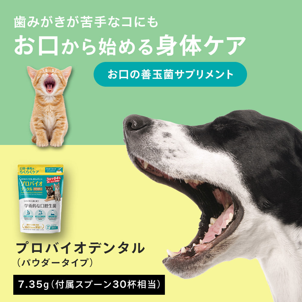 プロバイオデンタル パウダータイプ 7.35g（付属スプーン約30杯分）犬 猫 サプリメント デンタルケア