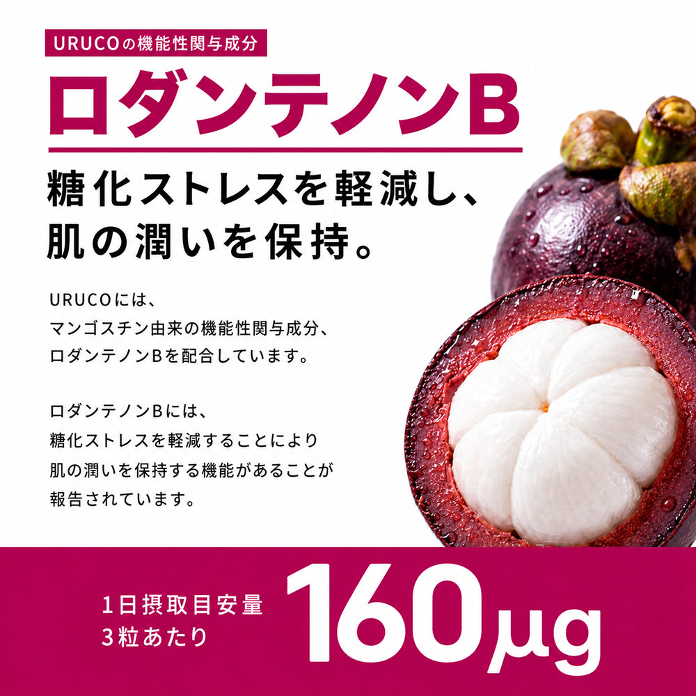 URUCO ウルコ 90粒入り 機能性表示食品 マンゴスチン ロダンテノンB プラセンタ サプリメント