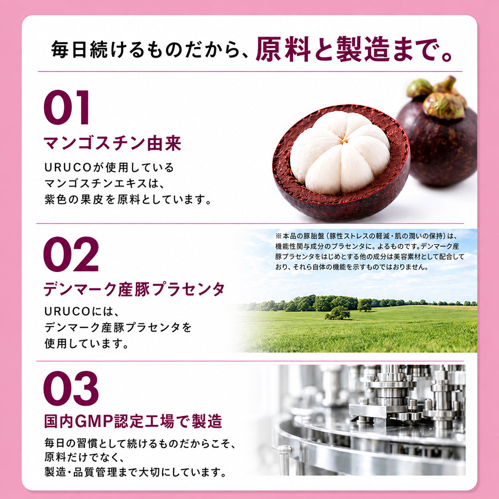 URUCO ウルコ 90粒入り 機能性表示食品 マンゴスチン ロダンテノンB プラセンタ サプリメント